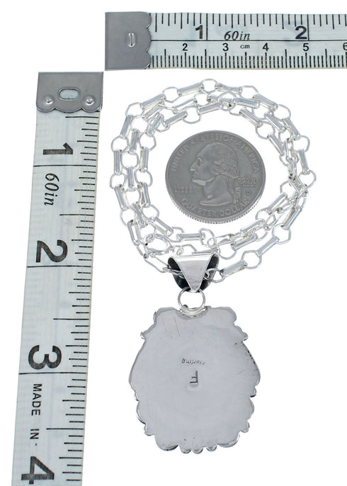 Native American Sterling Silver Wild Horse Turquoise Chain Necklace JX127056